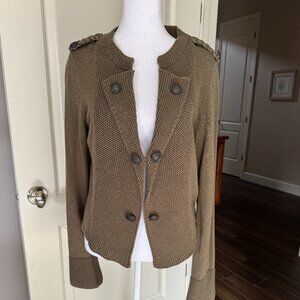 INC Military Style Sweater, Olive Green, Size Large